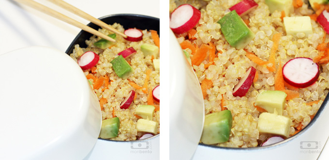 Recette pour bentos : salade de quinoa multicolore