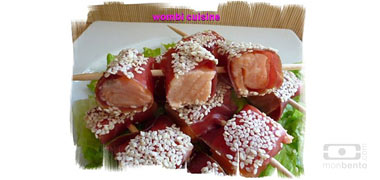 brochette saumon viande des grisons sésame bento