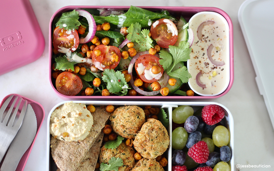 Falafel Hummus and Salad Meal-Prep Bento Boxes