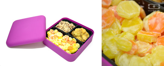 mon bento carottes arc en ciel mélange de trois riz et crumble pomme vanille